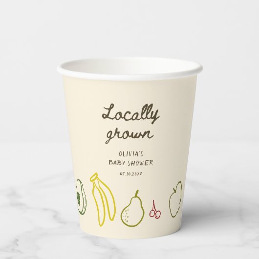 Lokaal geteeld Baby shower Papieren Bekers (Achterkant)