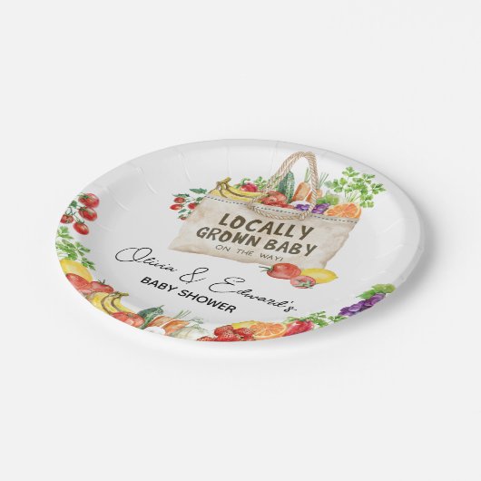 Lokaal geteeld Baby shower Papieren Bordje (Gekanteld)