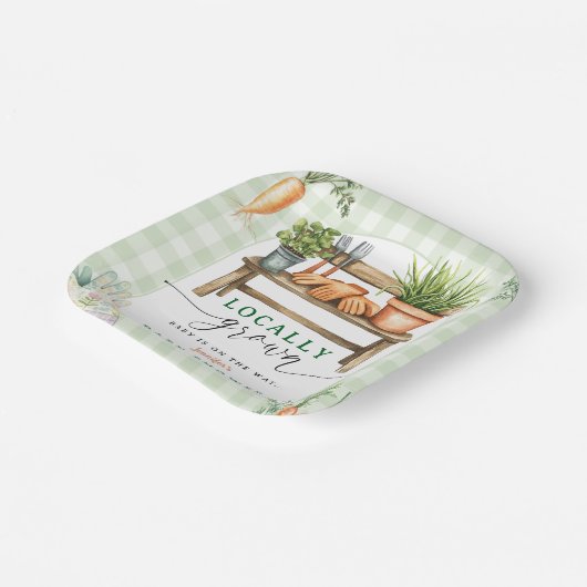 Lokaal geteeld Baby shower Papieren Bordje (Gebogen)