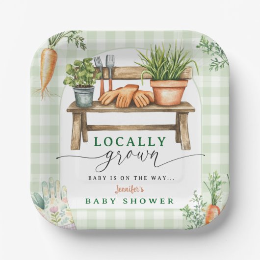 Lokaal geteeld Baby shower Papieren Bordje (Voorkant)