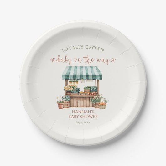 Lokaal geteeld Baby shower Papieren Bordje (Voorkant)