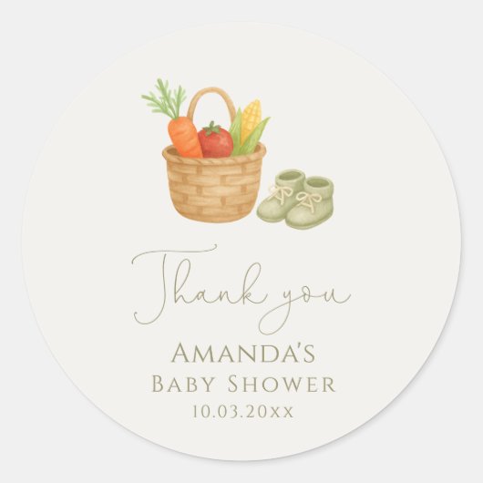 Lokaal geteeld Baby shower Ronde Sticker (Voorkant)