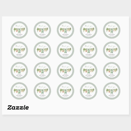 Lokaal geteeld Baby shower ronde Sticker Sage Gree (Vel)