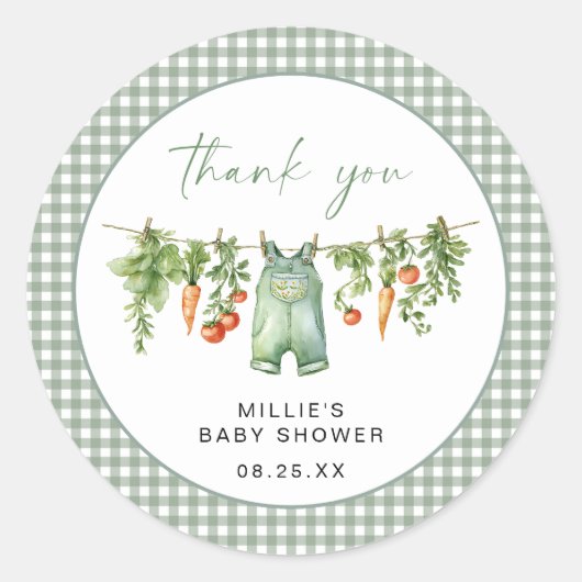 Lokaal geteeld Baby shower ronde Sticker Sage Gree (Voorkant)