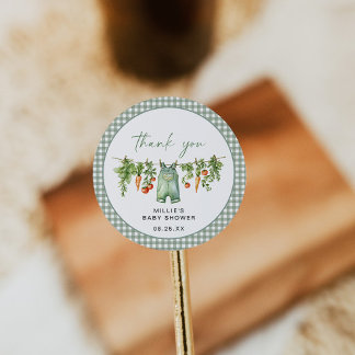 Lokaal geteeld Baby shower ronde Sticker Sage Gree