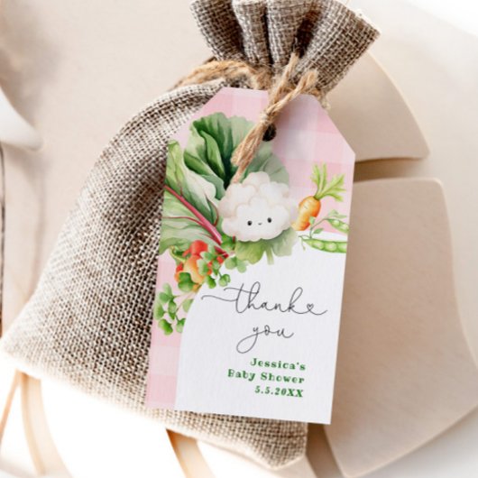 Lokaal geteeld baby shower roze dank u label cadeaulabel