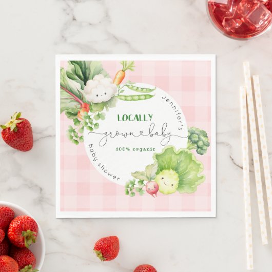 Lokaal geteeld baby shower roze meisje Boerenmarkt Servet (Insitu)