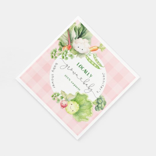 Lokaal geteeld baby shower roze meisje Boerenmarkt Servet (Hoek)