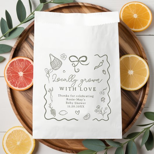 Lokaal geteeld Baby shower Rustic Farmer's Market Bedankzakje