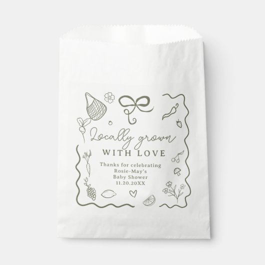 Lokaal geteeld Baby shower Rustic Farmer's Market Bedankzakje (Voorkant)