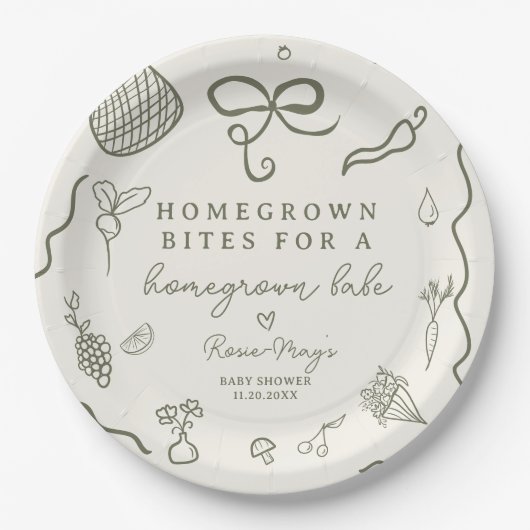 Lokaal geteeld Baby shower Rustic Farmer's Market Papieren Bordje (Voorkant)