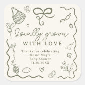 Lokaal geteeld Baby shower Rustic Farmer's Market Vierkante Sticker (Voorkant)