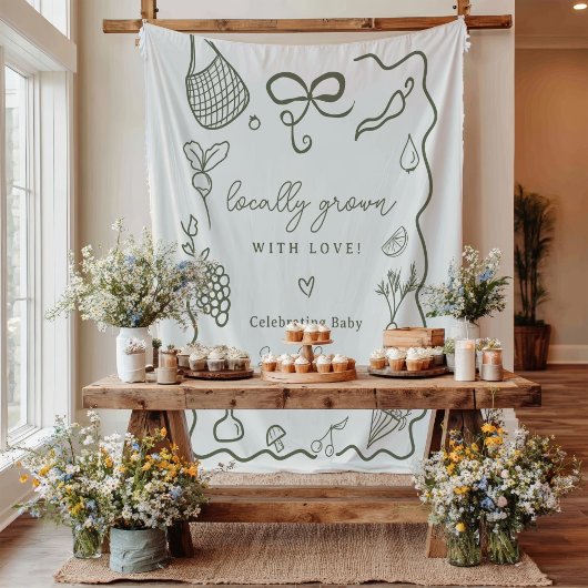 Lokaal geteeld Baby shower Rustic Farmer's Market Wandkleed