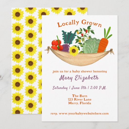 Lokaal geteeld Baby shower uit een plantenmand Kaart (Voorkant / Achterkant)