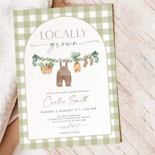Lokaal geteeld Baby shower uitnodiging, boeren mar Kaart