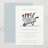 Lokaal geteeld Baby shower van Blauwe Kar Bedankkaart (Voorkant / Achterkant)