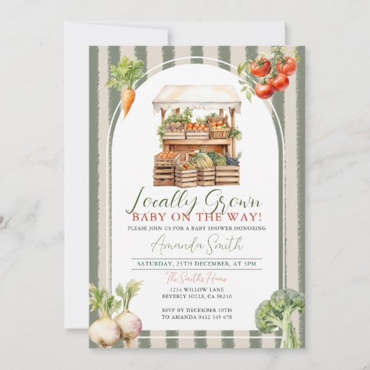  lokaal geteeld Baby shower van de versmarkt Kaart (Voorkant)