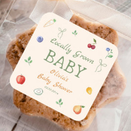 Lokaal geteeld Baby shower Vierkante Sticker