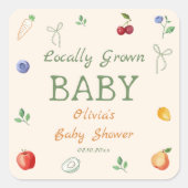 Lokaal geteeld Baby shower Vierkante Sticker (Voorkant)
