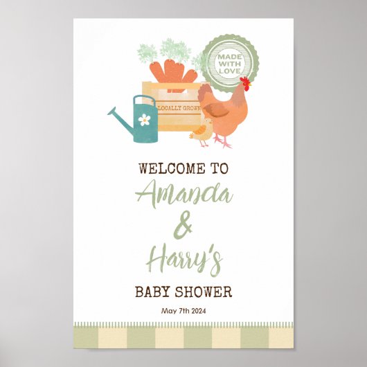 Lokaal geteeld Baby shower welkomstbord Poster (Voorkant)