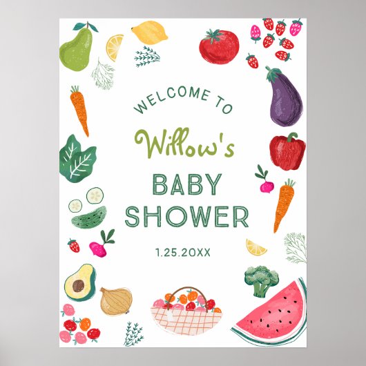 Lokaal geteeld Baby shower Welkomstbord Poster (Voorkant)