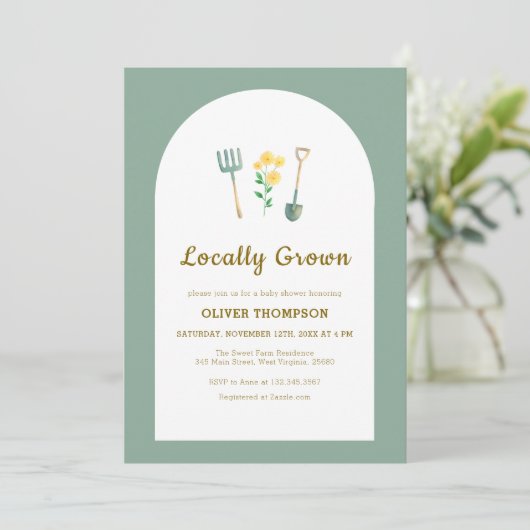 Lokaal geteeld bloementuinieren Baby shower Kaart (Staand voorkant)