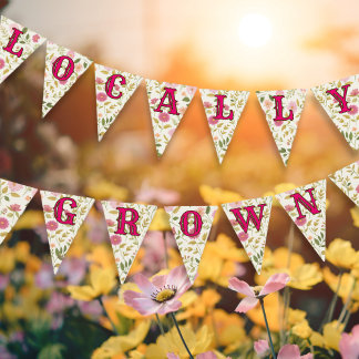 Lokaal geteeld bloemmotief roze Baby shower Vlaggetjes