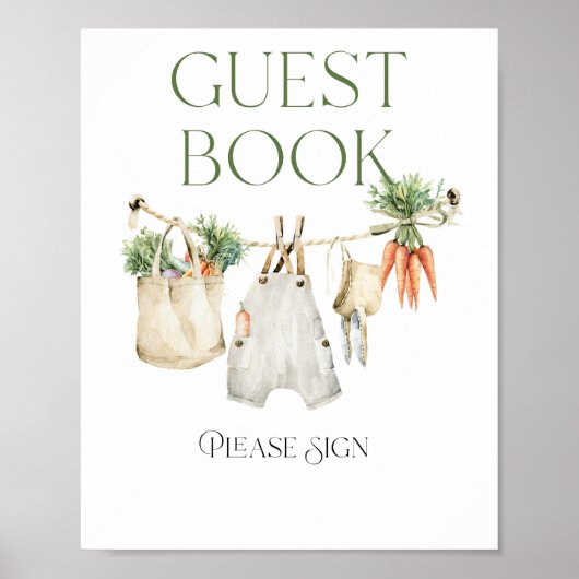 Lokaal geteeld Boerderij Baby shower gastenboek Poster (Voorkant)