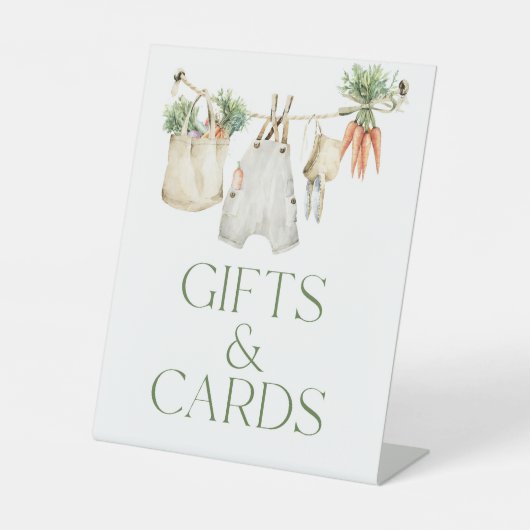 Lokaal geteeld Boerderij Baby shower Gift Kaart Si Reclamebord Met Voetstuk (Voorkant)