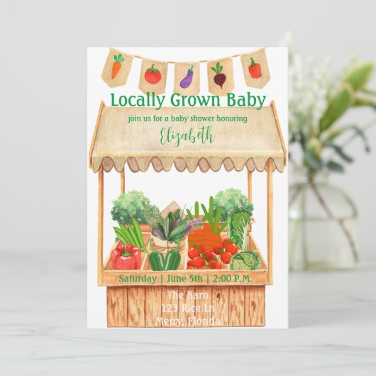 Lokaal geteeld Boerderij Baby shower Kaart (Staand voorkant)
