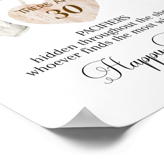 Lokaal geteeld Boerderij Baby shower Pacifier Hunt Poster (Hoek)