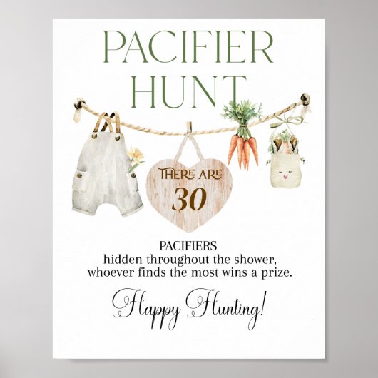 Lokaal geteeld Boerderij Baby shower Pacifier Hunt Poster (Voorkant)