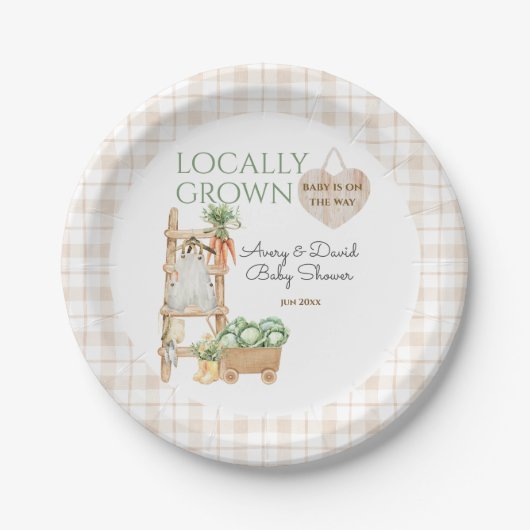 Lokaal geteeld Boerderij Markt Modern Baby shower Papieren Bordje (Voorkant)