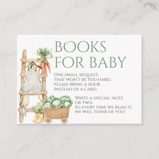 Lokaal geteeld Boerderij Rustiek Baby shower Boeke Informatiekaartje (Voorkant)