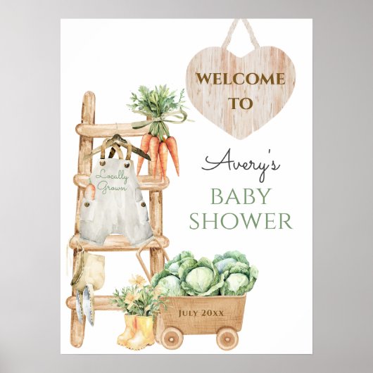 Lokaal geteeld Boerderij Rustiek Baby shower Welko Poster (Voorkant)