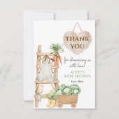 Lokaal geteeld Boerderij rustieke Baby shower Beda Bedankkaart (Voorkant)