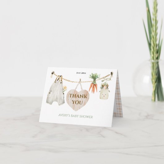 Lokaal geteeld Boerderij rustieke Baby shower Beda Bedankkaart (Voorkant)