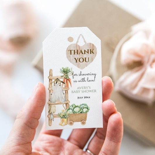 Lokaal geteeld Boerderij rustieke Baby shower Beda Cadeaulabel