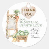 Lokaal geteeld Boerderij rustieke Baby shower Beda Ronde Sticker (Voorkant)