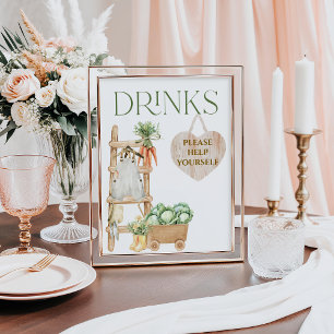 Lokaal geteeld Boerderij rustieke Baby shower Drin Poster