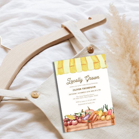 Lokaal geteeld Boerderij Veggie Fruit Baby shower Kaart