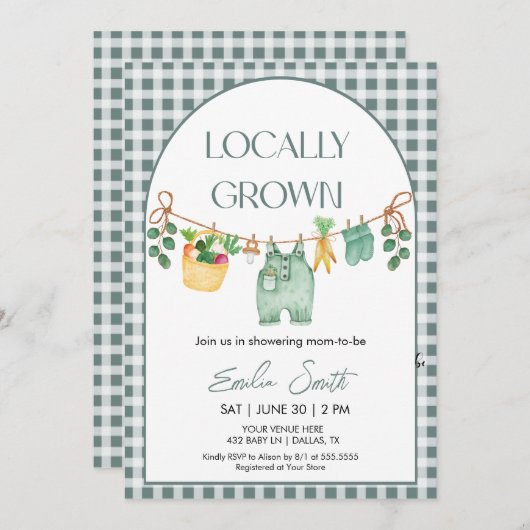 Lokaal geteeld, boeren markeren Baby shower uitnod Kaart (Voorkant / Achterkant)