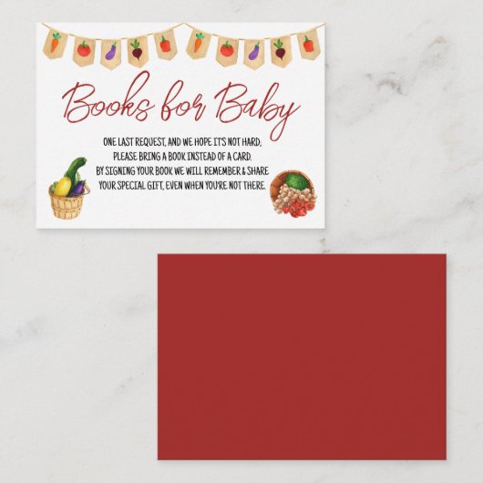 Lokaal geteeld, Boerenmarkt, Boeken voor Baby Informatiekaartje (Voorkant / Achterkant)