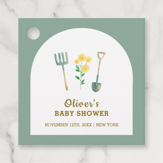 Lokaal geteeld Boho Floral Gardening Baby shower Bedankjes Labels (Voorkant)