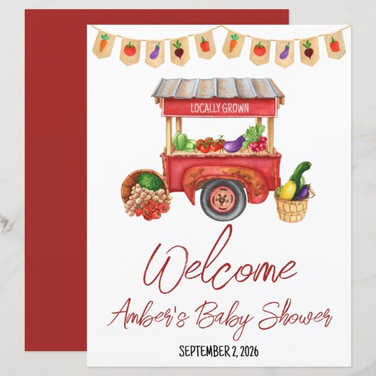 Lokaal geteeld, Farmer's Market Baby shower Welkom (Voorkant / Achterkant)