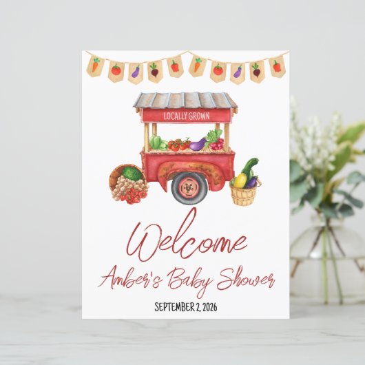 Lokaal geteeld, Farmer's Market Baby shower Welkom (Staand voorkant)