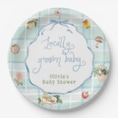 Lokaal geteeld Farmer's Market Boy Baby shower Papieren Bordje (Voorkant)