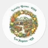 Lokaal geteeld - Farmers Market Verjaardagsfeest Ronde Sticker (Voorkant)