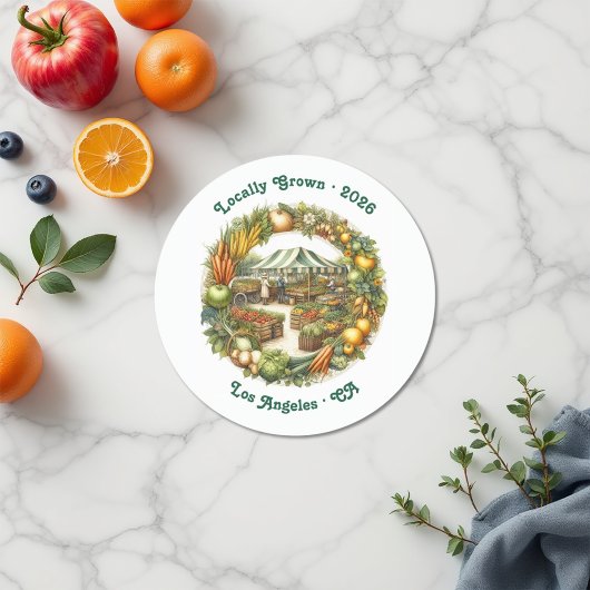Lokaal geteeld - Farmers Market Verjaardagsfeest Ronde Sticker