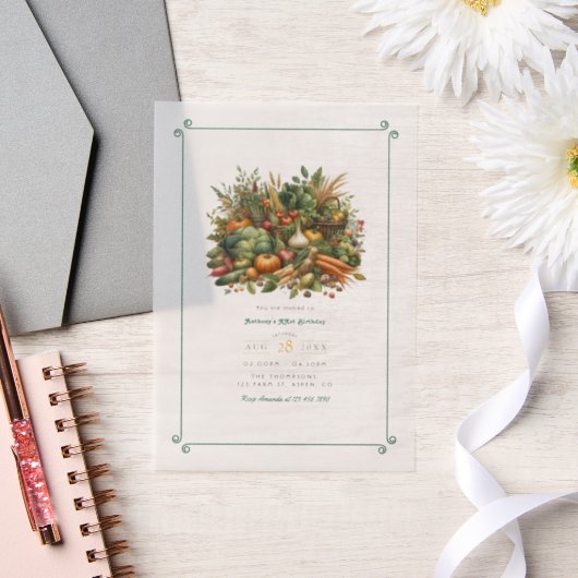 Lokaal geteeld - Farmers Market Verjaardagsfeest Vellum Uitnodigingen (Huwelijk)